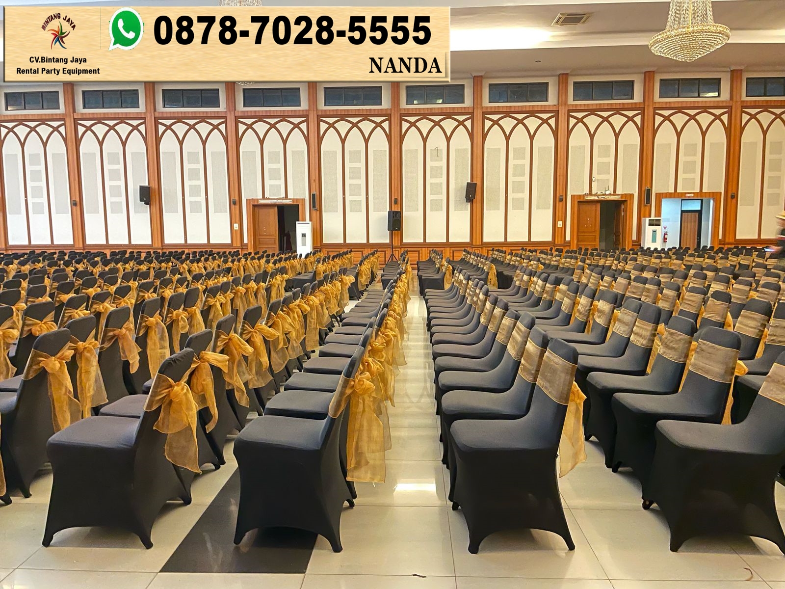 Tempat Sewa Kursi Futura Cover Hitam Pita Emas Di Jakarta