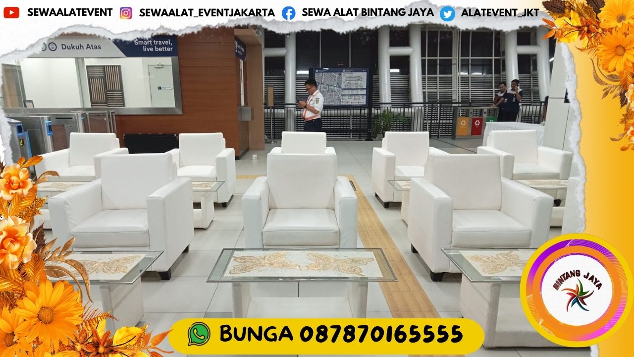 RENTAL SOFA DAN MEJA KACA VIP PUTIH DI JAKARTA DAN TANGERANG