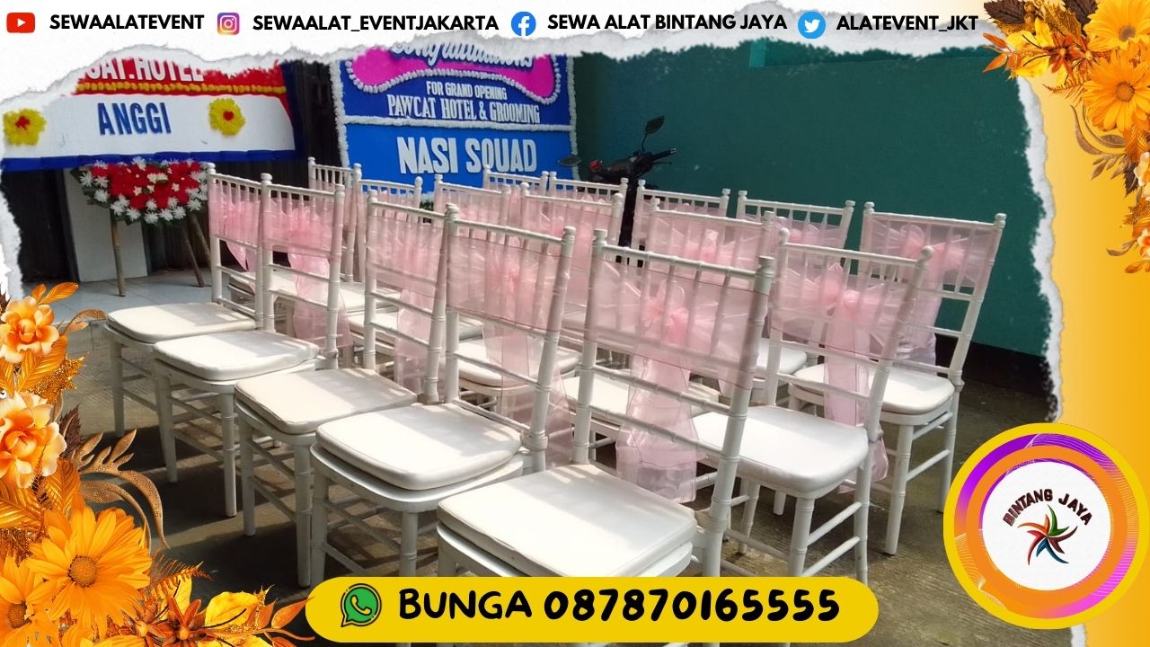 RENTAL KURSI TIFFANY KERANGKA BESI DAN KAYU CAT PUTIH DI JAKARTA FREE ONGKIR
