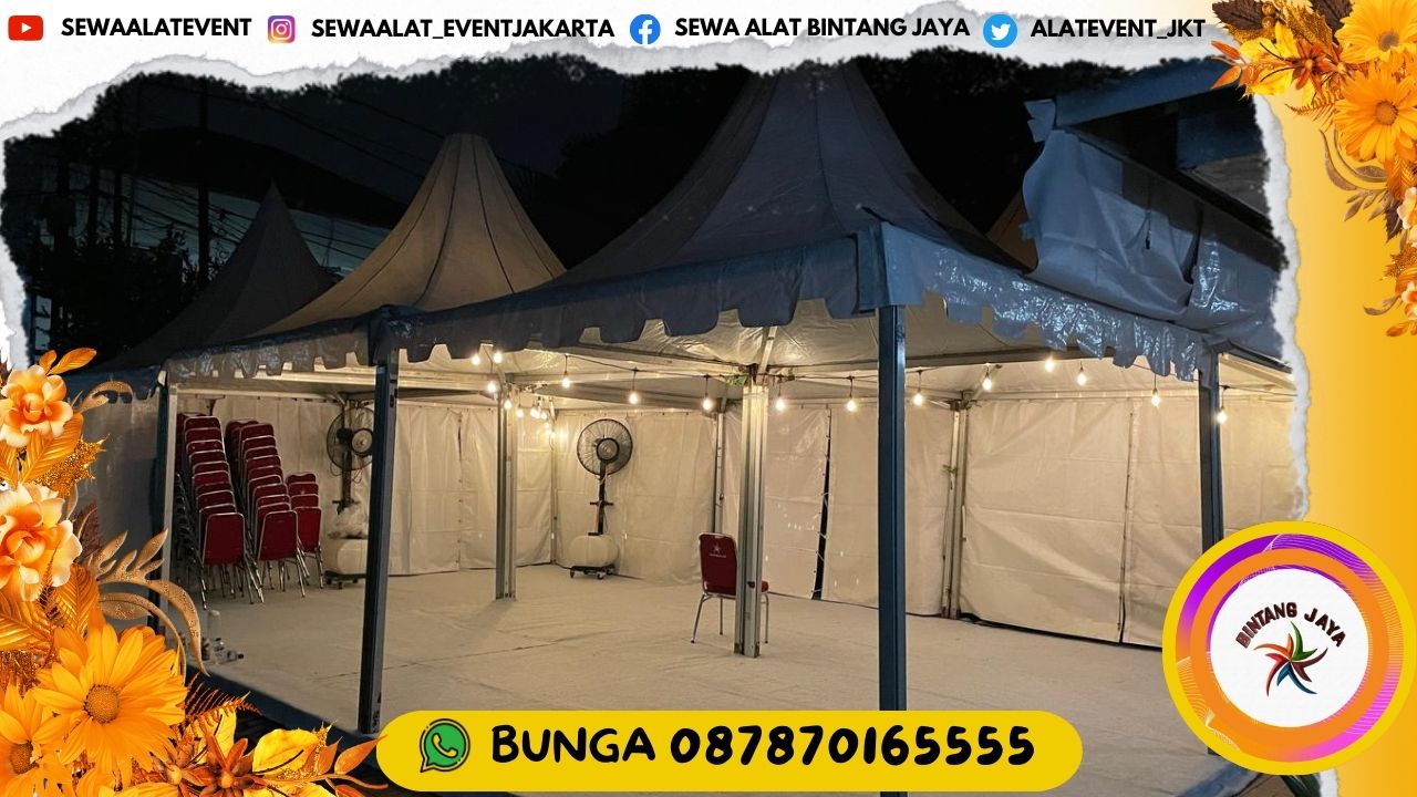 RENTAL TENDA BAZAR KARNAVAL TYPE SARNAFIL KERUCUT PUTIH JAKARTA PENGIRIMAN CEPAT