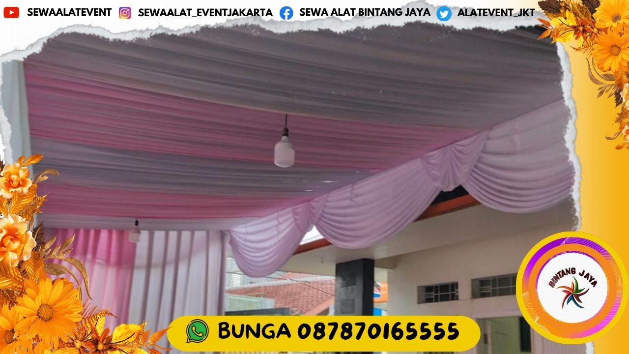 SEWA TENDA DEKORASI KAIN REMPEL SERUT PUTIH PINK DI JAKARTA SIAP ANTAR CEPAT TEPAT WAKTU