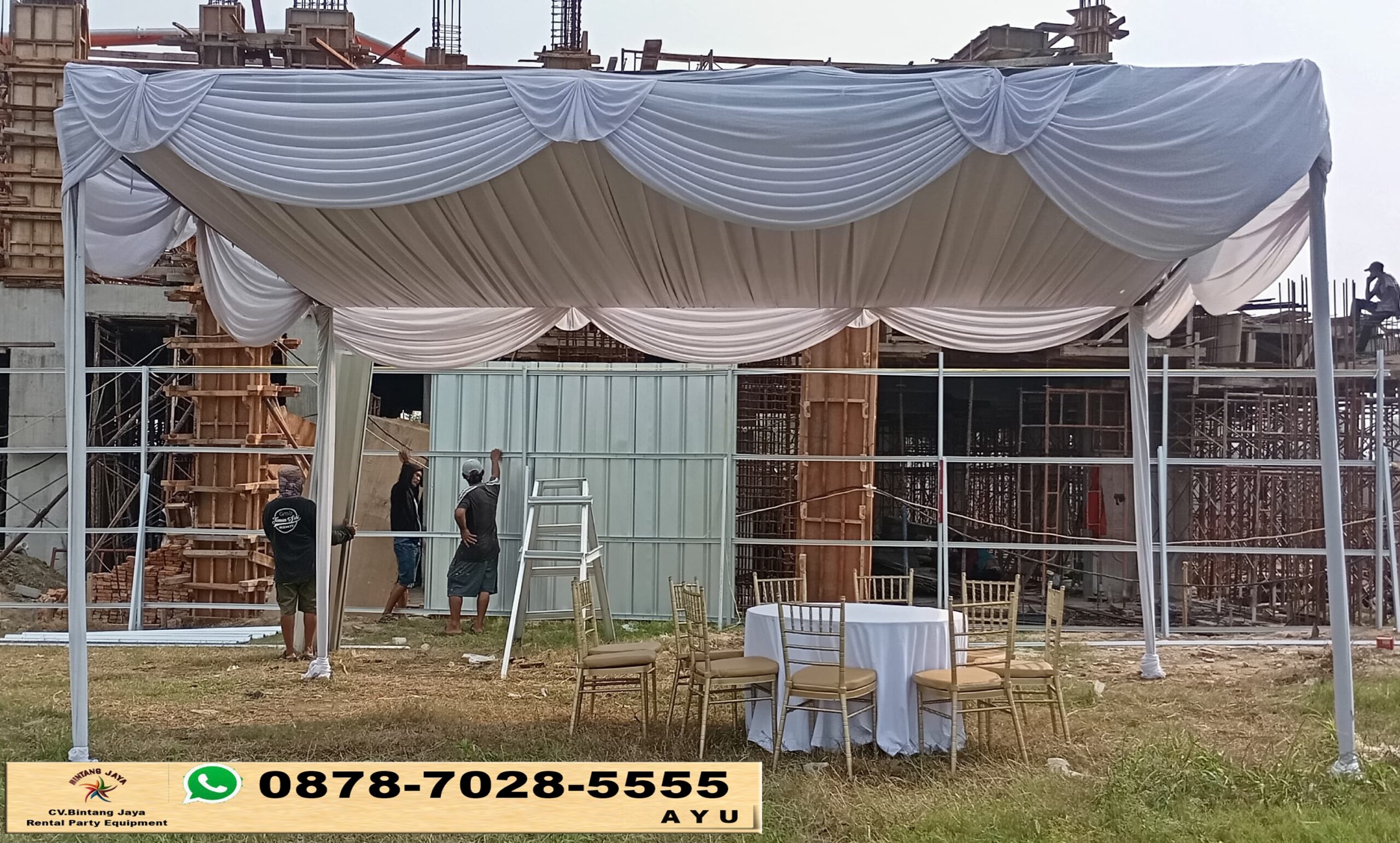Rental Tenda Plafon Dan Rumbai Poni Putih Jakarta