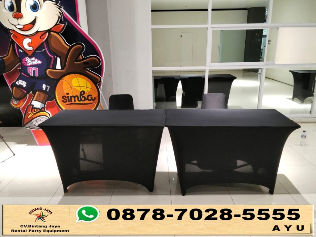 Sewa Kursi Susun Dan Meja Kotak Cover Hitam Jakarta