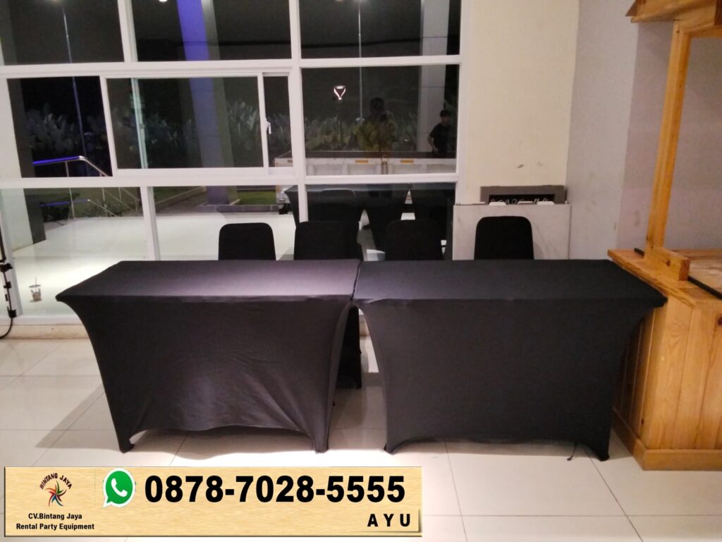 Sewa Kursi Susun Dan Meja Kotak Cover Hitam Jakarta