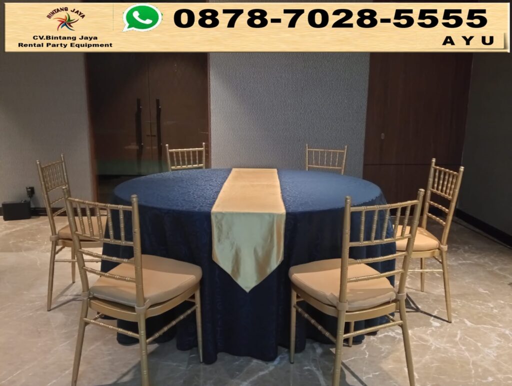 Tempat Sewa Round Table Biru Set Kursi Tiffany Gold Jakarta