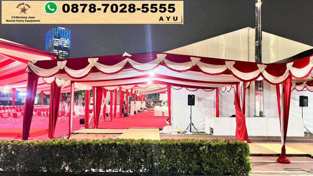Rental Tirai Merah Putih Bahan filamin Jakarta