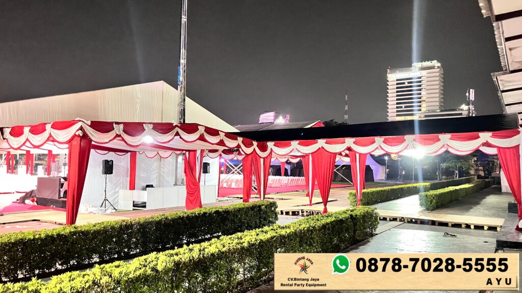 Rental Tirai Merah Putih Bahan filamin Jakarta