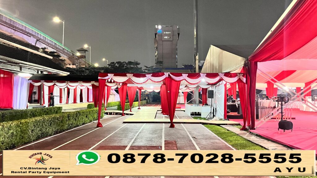 Rental Tirai Merah Putih Bahan filamin Jakarta