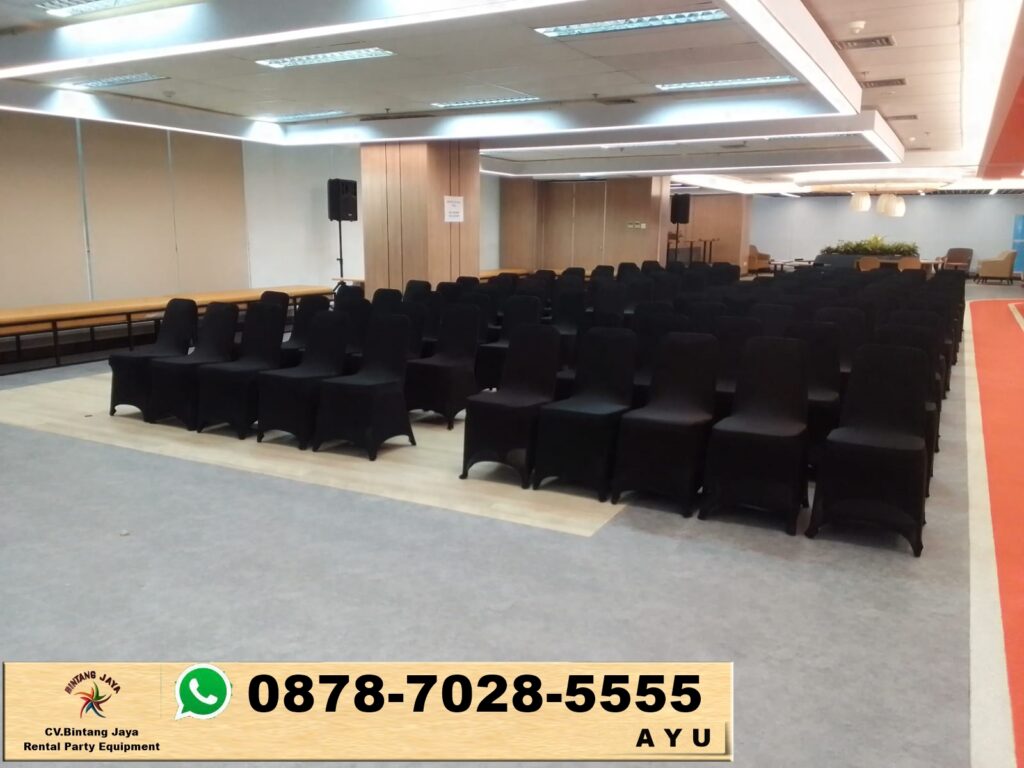 Sewa Kursi Susun Cover Hitam Event Antam Office Building Jakarta