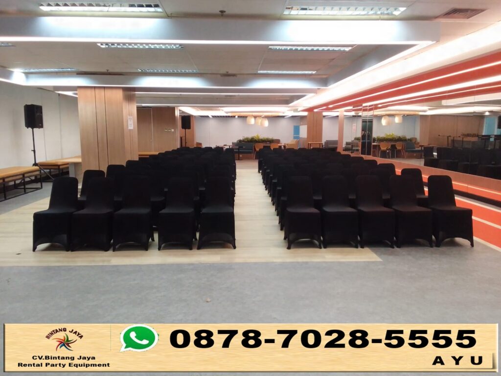Sewa Kursi Susun Cover Hitam Event Antam Office Building Jakarta