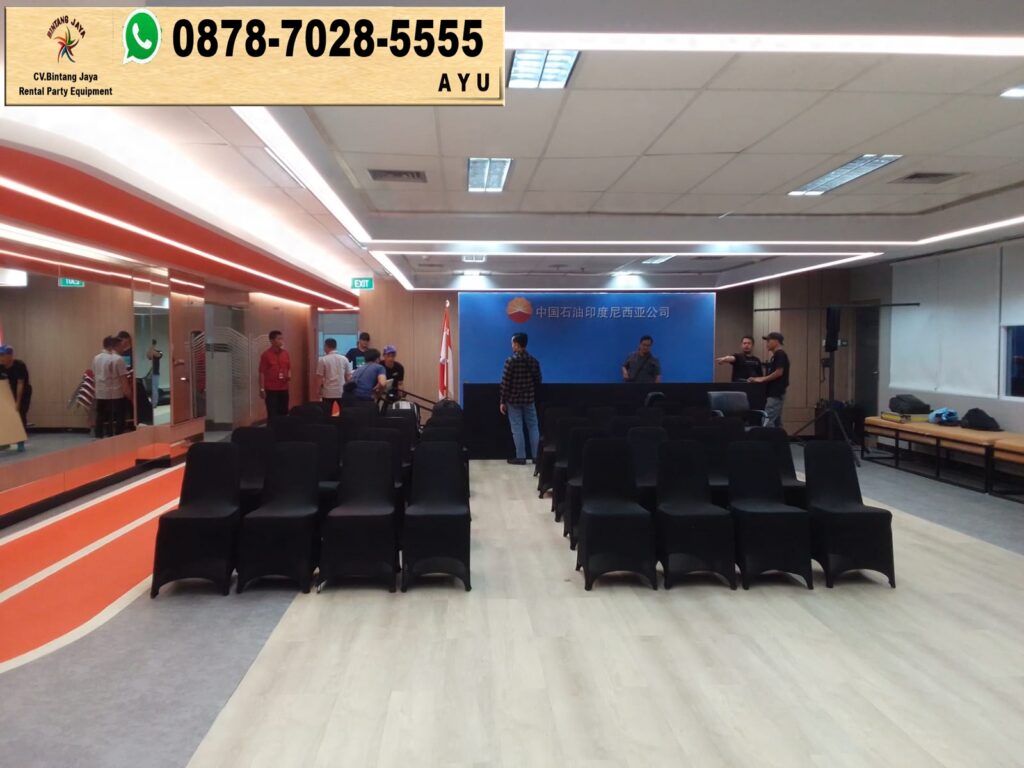 Sewa Kursi Susun Cover Hitam Event Antam Office Building Jakarta