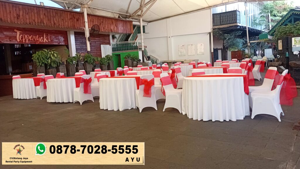 Sewa Meja Bundar Cover Mewah Set Kursi Area Bekasi