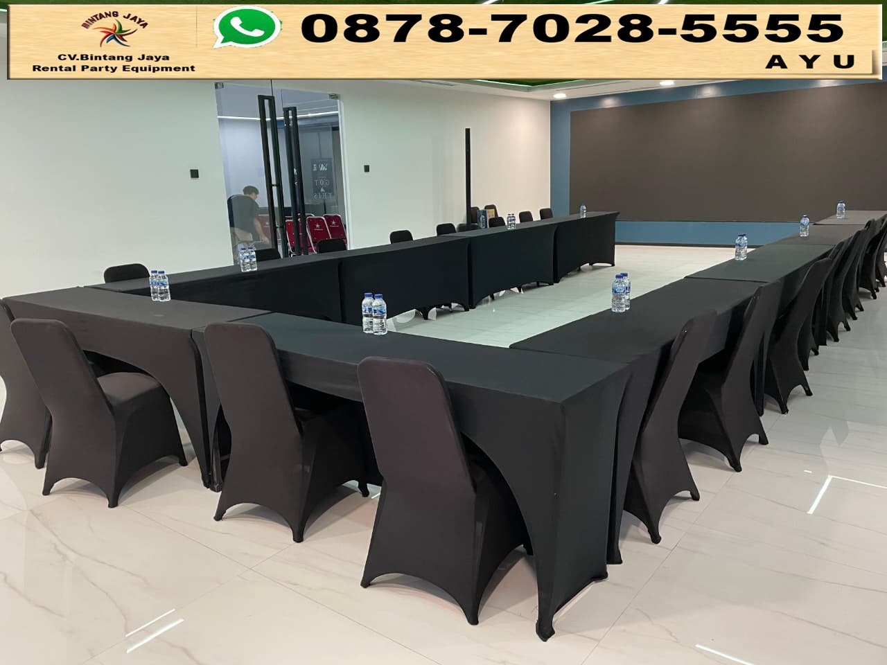 Pusat Rental IBM Meja Panjang Cover Hitam Jakarta
