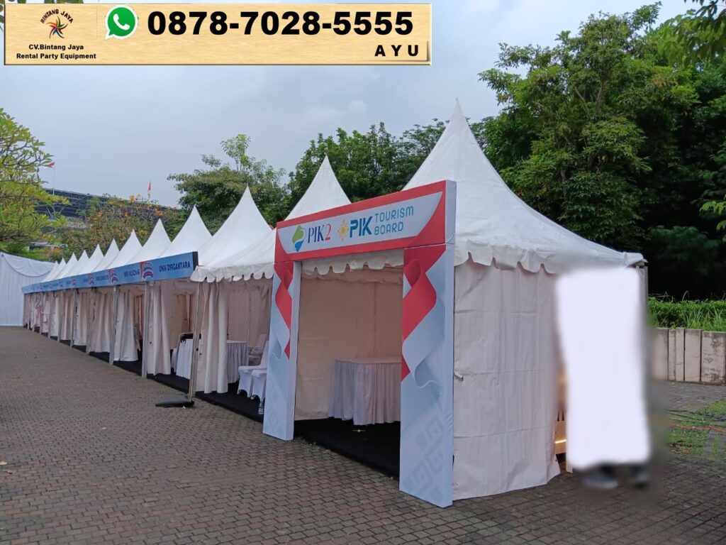 Rental Tenda Kerucut Type Sarnafil Putih Parkir Timur GBK Jakpus